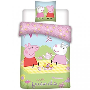 035 Peppa Pig Bettwäsche Kinderbettwäsche/Babybettwäsche Peppa Pig with Friends Kissenbezug 40x60+Bettbezug 100x135cm 100% Baumwolle Oeko-TEX
