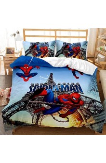 3D Marvel Spiderman Bettbezug-Set Cartoon Marvel Spider-Man Mikrofaser Kinder-Bettwäsche-Set super weich farbbeständig für Jungen und Mädchen (J 135 x 200 cm)