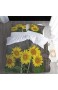 AGKMLP Kinder Bettbezug 3 Teilig Sonnenblume 3 Teilig Mit Bettwäsche Set Bettbezug Mit Reißverschluss Und 2 Kissenbezug Fit Kinder Jugend