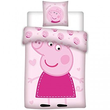BrandMac ApS Peppa Wutz Kinder-Bettwäsche Bettbezug 135x200 Kissenbezug 80x80 Baumwolle Mädchen Pig