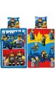 Lego CITY Figuren Set Kinder Jungen Bettwäsche · Kinderbettwäsche · POLIZEI & FEUERWEHR 2 teilig - Kissenbezug 80x80 + Bettbezug 135x200 cm - 100% Baumwolle - deutsche Größe