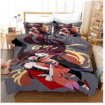 QGHZSCS Demon Slayer Bettwäsche Set Cartoon Anime Bettbezug Für Erwachsene Einzelgröße Bett Set Kinder Kissenbezug Home Textiles 200X200 cm