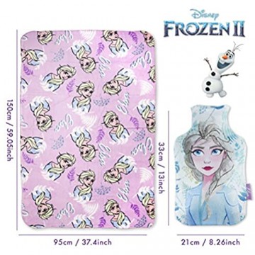 Disney Kuscheldecke und Wärmflasche Kinder Pack Frozen 2 – Baby Bettwäsche Frozen 2 Weich und Wärmflasche mit Bezug bei Kälte mit Die Eiskönigin Design | Originelle Geschenke für Mädchen