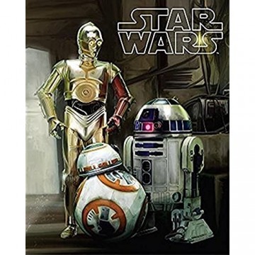 Disney Star Wars Droids R2-D2 C-3PO and BB8 Super Soft Plush Oversized Twin Sherpa Throw Blanket