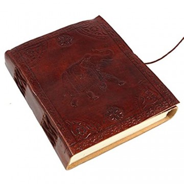 Guru-Shop Notizbuch Lederbuch Tagebuch mit Ledereinband - Elefant 12x15 cm Braun Notizbücher & Tagebücher