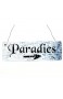 Interluxe Shabby Vintage Schild Türschild Paradies Wegweiser Garten Terrasse Pool Wellness