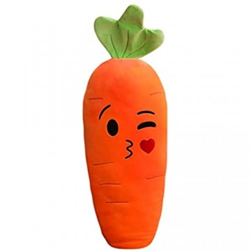 MUGBGGYUE Karottenspielzeug niedliches Emoticons weiches Plüsch gefülltes Gemüse großes Umarmungskissen 45 cm für Kinder