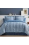 Bedsure Bettwäscheset für Doppelbett 6-teilig gestreift Seersucker weich leicht Daunen Alternative Blau 172 7 x 223 5 cm