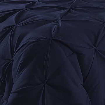 Comfy Bedding 3-teiliges Steppdecken-Set mit Quetschfalte für alle Jahreszeiten mit Biesen Doppelnadel langlebige Nähte Queensize Marineblau