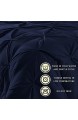 Comfy Bedding 3-teiliges Steppdecken-Set mit Quetschfalte für alle Jahreszeiten mit Biesen Doppelnadel langlebige Nähte Queensize Marineblau