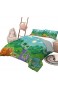 DayDayFun Tagesdecke Bettdecke Set Kinderzimmer Muster Bettdecke Lustige Dinosaurier und tropischer Regenwald Cartoon Dschungelgrüne Landschaft Kinder Thema voller Größe Multicolor