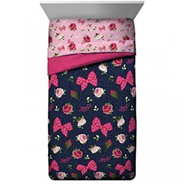 Jay Franco Nickelodeon JoJo Siwa Roses & Bows 4 Piece Twin Bed Set - Includes Reversible Comforter & Sheet Set - Super Soft Fade Resistant Polyester - (Official Nickelodeon Product)