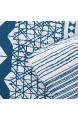 Joyreap 3-teiliges Bettdecken-Set aus weicher Mikrofaser für alle Jahreszeiten marineblaue Wellen und Streifen auf weißem Wendedesign (Doppelbett 172 7 x 218 4 cm)