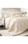 Lush Decor Avon Bettdecke gerüscht 3-teilig mit Kissenbezügen für Queensize-Betten elfenbeinfarben