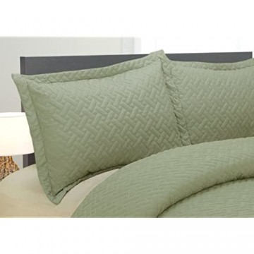 Natural Comfort Luxury Lines Mikrofaser-Bettwäsche-Set gesteppt für Queen-Size-Betten silberner Salbei