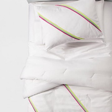 Pillowfort 2-teiliges Set mit Bettdecke und Kissenbezügen in Regenbogenfarben für Doppelbett Rosa Grün Gelb