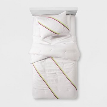 Pillowfort 2-teiliges Set mit Bettdecke und Kissenbezügen in Regenbogenfarben für Doppelbett Rosa Grün Gelb