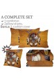 Sleepwish Wolf Comforter Set Queen Size 4 Pieces Wolves Dream Catcher Bedding with Comforter Native American Quilt Set for Adults Men Boys (Brown and Gold)