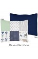 Sweet Jojo Designs 4-teiliges Bettwäsche-Set für Jungen und Kinder Motiv: Waldtiere Marineblau minzgrün und grau