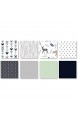 Sweet Jojo Designs 4-teiliges Bettwäsche-Set für Jungen und Kinder Motiv: Waldtiere Marineblau minzgrün und grau