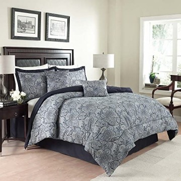 Traditions by Waverly 14413BEDDKNGPOR Paddock Shawl Comforter Set King Porcelain 6 Piece