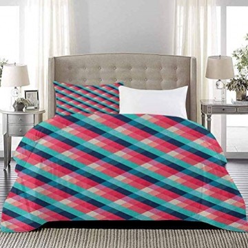 Yoyon Kinder \'Quilt Set Diagonal Grid Style Rhombuses Abstrakte Formen Illustration Premium Bettbezug gibt Ihnen einen Guten Schlaf Multicolor