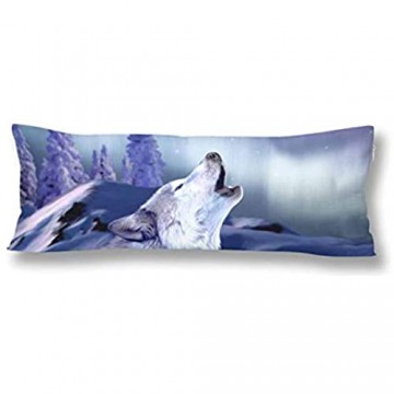 CiCiDi Seitenschläferkissen Kissen-Bezug 40x145 cm Körperkissenbezug Wolf heult Atmungsaktives Kissenhüllen mit Reißverschluss Baumwollen und Polyester