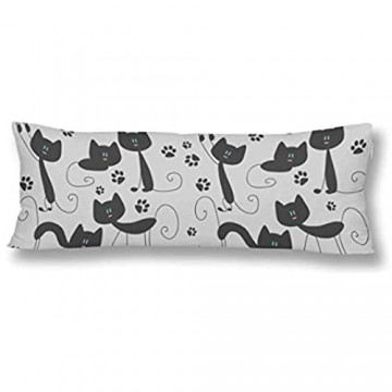 CiCiDi Seitenschläferkissen Kissen-Bezug 40x145 cm Schwarze Kätzchen Gewohnheit Atmungsaktives Kissenhüllen mit Reißverschluss Baumwollen und Polyester