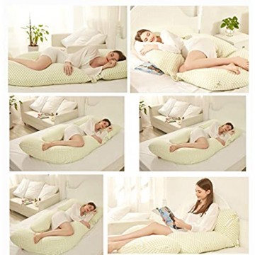 YCKJ-Pillows Latex Füllung U-förmiges Schwangerschaftskissen Seitenschläferkissen Lagerungskissen mit Abnehmbarem und Waschbarem Bezug (175x75x20cm)