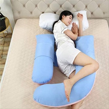 Chunjiao Große H-förmige Schwangere Frau Taille Kissenseite Sleeping Pillow während der Schwangerschaft reines Pulver U-förmiges Kissen (Color : Blue Powder Double Fight)