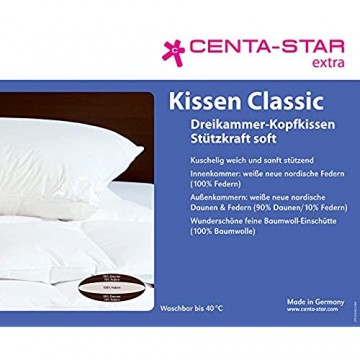 Centa-Star 7495.01 Classic Dreikammer-Kopfkissen-Soft 40 x 80 cm
