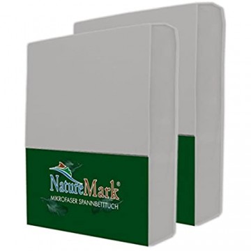 NatureMark 2er Pack MICROFASER Spannbettlaken Spannbetttuch Doppelpack in vielen Größen und Farben MARKENQUALITÄT ÖKOTEX Standard 100 | 90 x 200 cm - 100 x 200 cm - Silber grau