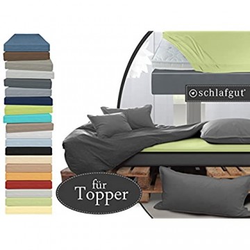 schlafgut Spannbetttuch für Topper in 19 ausgesuchten Farben oder Kissenbezüge erhältlich in 13 Farben Spannbetttuch 120-130x200-220 lind