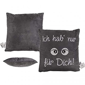 Bavaria Home Style Collection - Zierkissen - Deko - Kissen - Schrift Zug Ich hab nur Augen für Dich - Farbe Weiß und Grau - waschbar - Geschenk - Idee (Grau)