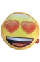 BERONAGE Großes Emoji Rundkissen Motiv Herz - Durchmesser 35 cm - Autokissen - Dekokissen - Wendekissen - Kuschelweich - Zierkissen - Love - Emojis