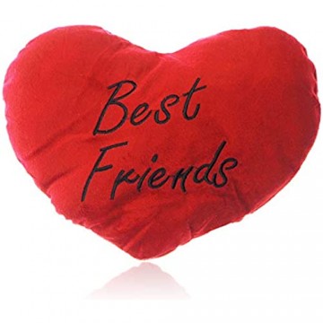 Herzkissen Best Friends groß | Hochwertiges XXL Kuschelkissen sehr flauschig in Rot | Plüsch-Kissen Herz Best Friends Beste Freunde