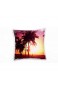 Strand und Meer Palmen gelb bunt Sonnenuntergang Deko Kissen 40x40cm für Couch Sofa Lounge Zierkissen - Dekoration zum Wohlfühlen