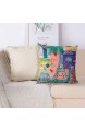 JOTOM Kissenbezug aus Baumwollleinen quadratisch dekorativ für Büro Sofa Bett 6 Stück 45 x 45 cm (Cartoon-Stadt)