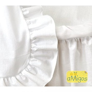 Amigos XXL Ausstattung für Stubenwagen Weiß mit weißer Kante inkl. Matratze