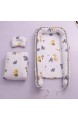 DorkasDE Babynest Kuschelnest Matratze im Bett Faltbett tragbar Babybett Reisebett mit Steppdecke (one size Grau Elefant)