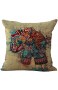 chezmax Leinen-Mischgewebe Elefant Muster Kissen Baumwolle quadratisch dekorativer Überwurf-Kissenbezug 45 7 x 45 7 cm Muster 14 WITHOUT FILLER