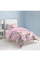 Dream Factory Kids 3-Piece Easy-Wash Super Soft Cotton Comforter and Pillow Sham Set Full/Queen Pink Unicorn Rainbow