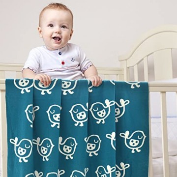 casa pura Kinderdecke Tweet mit süßem Vogel Motiv | schadstoffgeprüft | kuschelige Decke aus Baumwolle | Größe wählbar (100x120 cm) Baumwolldecke - Kuscheldecke