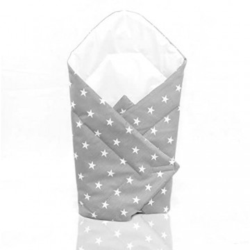Baby-Wickeltuch für Neugeborene Baumwolle weiße Sterne auf grauem Grund