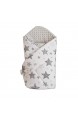 BlueberryShop Fleece Minky Wickeldecke Schlafsack für Neugeborene Für Kinder von 0 bis 3 Monaten Baby Shower 75 x 80 cm Weiß Grau