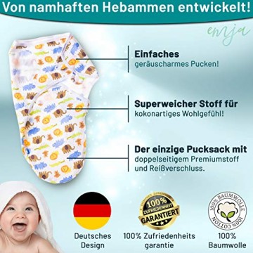 EMJA Premium Baby Pucksack 0-3 Monate - Einziges Pucktuch System Von Deutschen Hebammen Entwickelt - Einzige Puckdecke Mit Extra Weichem Stoff Und Reißverschluss - 4x Längere Schlafdauer