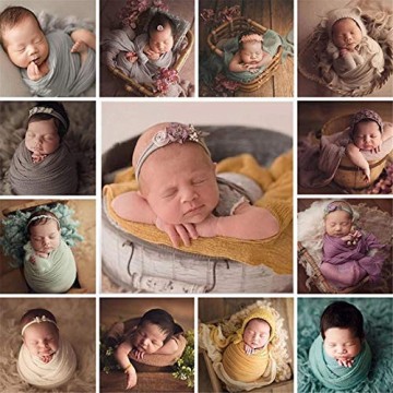 Neugeborene Fotografie Requisiten Baby Pucktücher Infant Foto Requisiten Mädchen Jungen Wickeldecke Wickeltuch Fotoshooting Wraps Babyfotografie 40x180cm Blau
