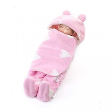 Schlafsack Baby Kuscheldecke Neugeborene Babydecke Warme Weiche Wickeldecke mit Kapuze Einschlagdecke Klettverschluss Pucksack Separate Beine Einschlagdecke Geburt Geschenk
