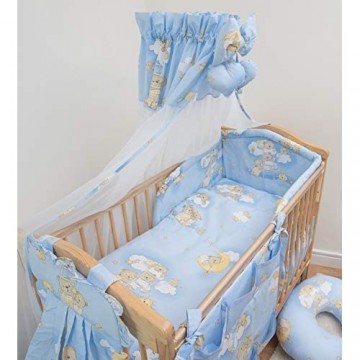 Baby Comfort Bettwäsche-Set mit Betthimmel für Babybett gepolsterter Stoßschutz 180 cm 120 x 60 cm 7-teilig