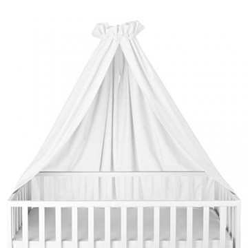 Sugarapple Himmel für Kinderbetten Babybetten seitlich quer verwendbar Uni weiß 100% Öko-Tex Baumwolle 280x170 (BxH) cm